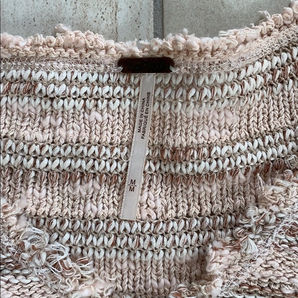 Free people neutral striped raw edge sweater M - Picture 3 of 4